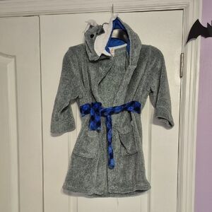 CAT & JACK Gray Walrus Hooded Bathrobe with Blue Belt